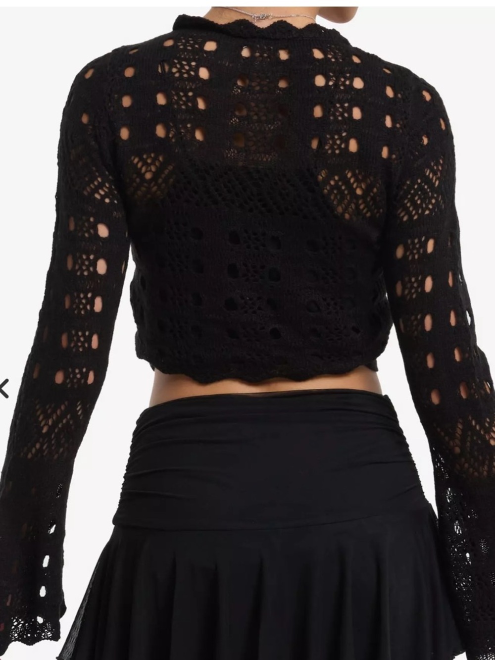 Goth Witchy Cosmic Aura Crop Shrug Bell Sleeve Top XL - Picture 2 of 6